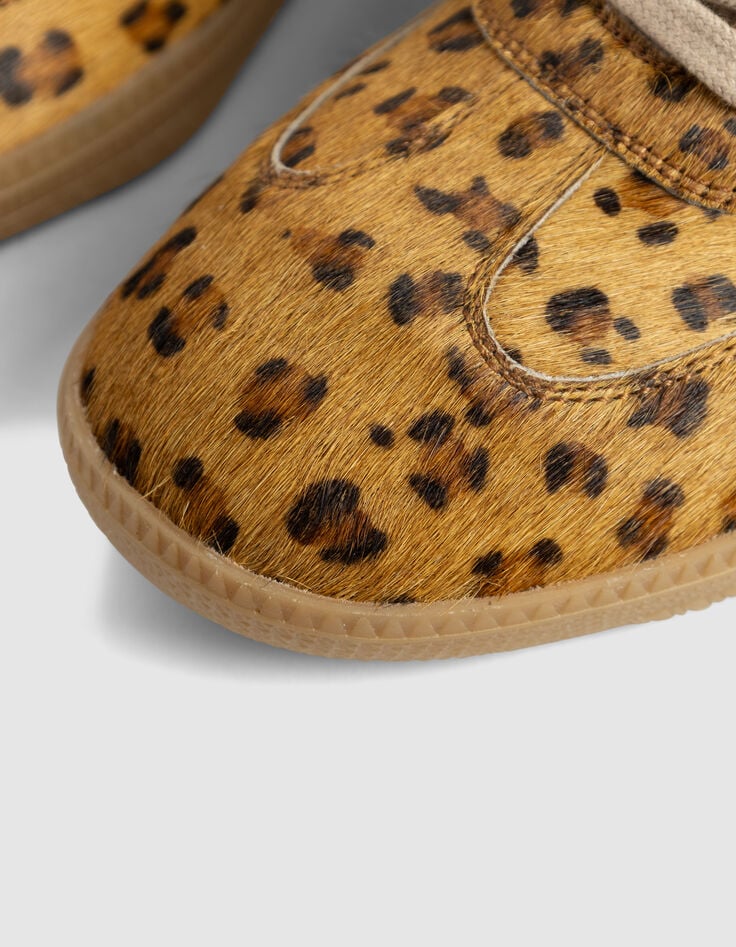 Baskets basses camel cuir effet poulain léopard Femme-6 Baskets basses camel cuir effet poulain léopard Femme-6