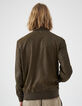 Blouson kaki en cuir velours Homme-3