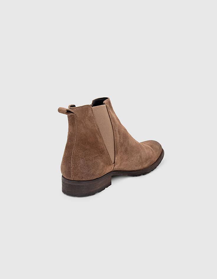 Men’s dark beige suede Chelsea boots-3