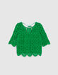 Blouse verte dentelle macramé Femme-6