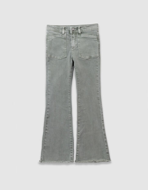 Khaki flare jeans met maxizakken voor meisjes - IKKS