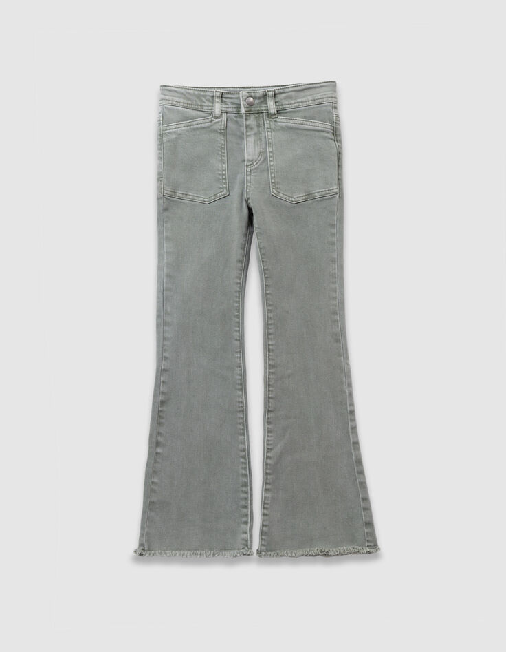 Khaki flare jeans met maxizakken voor meisjes-1