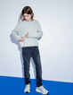 Groene sweater biokatoen ritszak twee materialen jongens-3