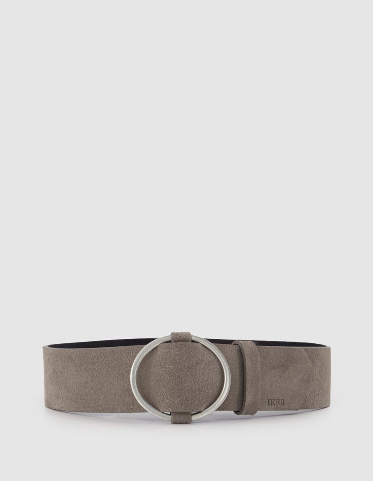 Cintur&oacute;n ajustable Mujer de terciopelo de cuero camel-1