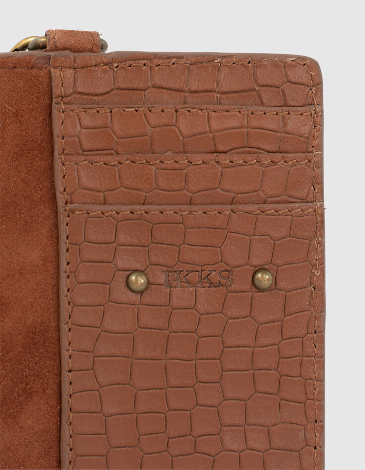 Porte-cartes cargo acajou en cuir femme-4