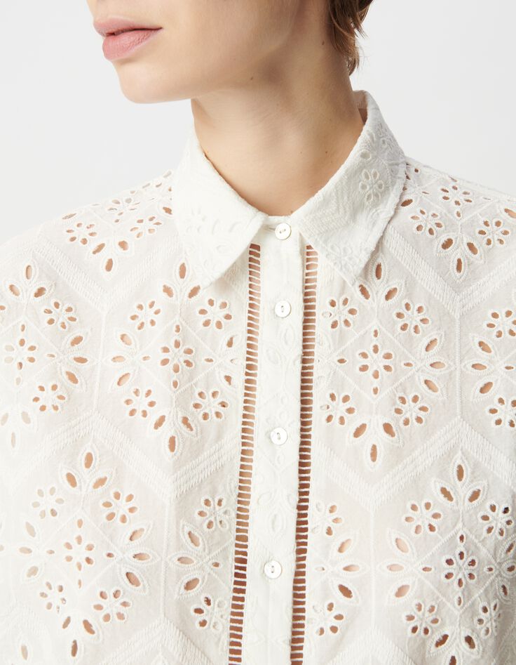 Chemise blanche coton bio broderie anglaise ajour&eacute;e Femme-4