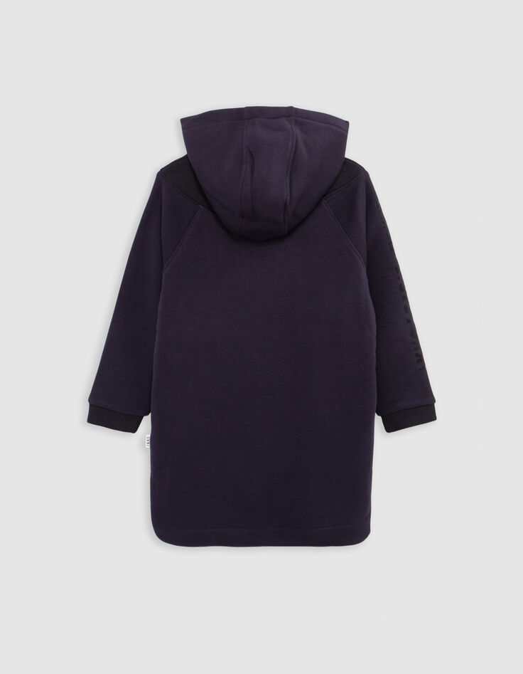 Girl's navy organic cotton black cut-out sweatshirt dress-5