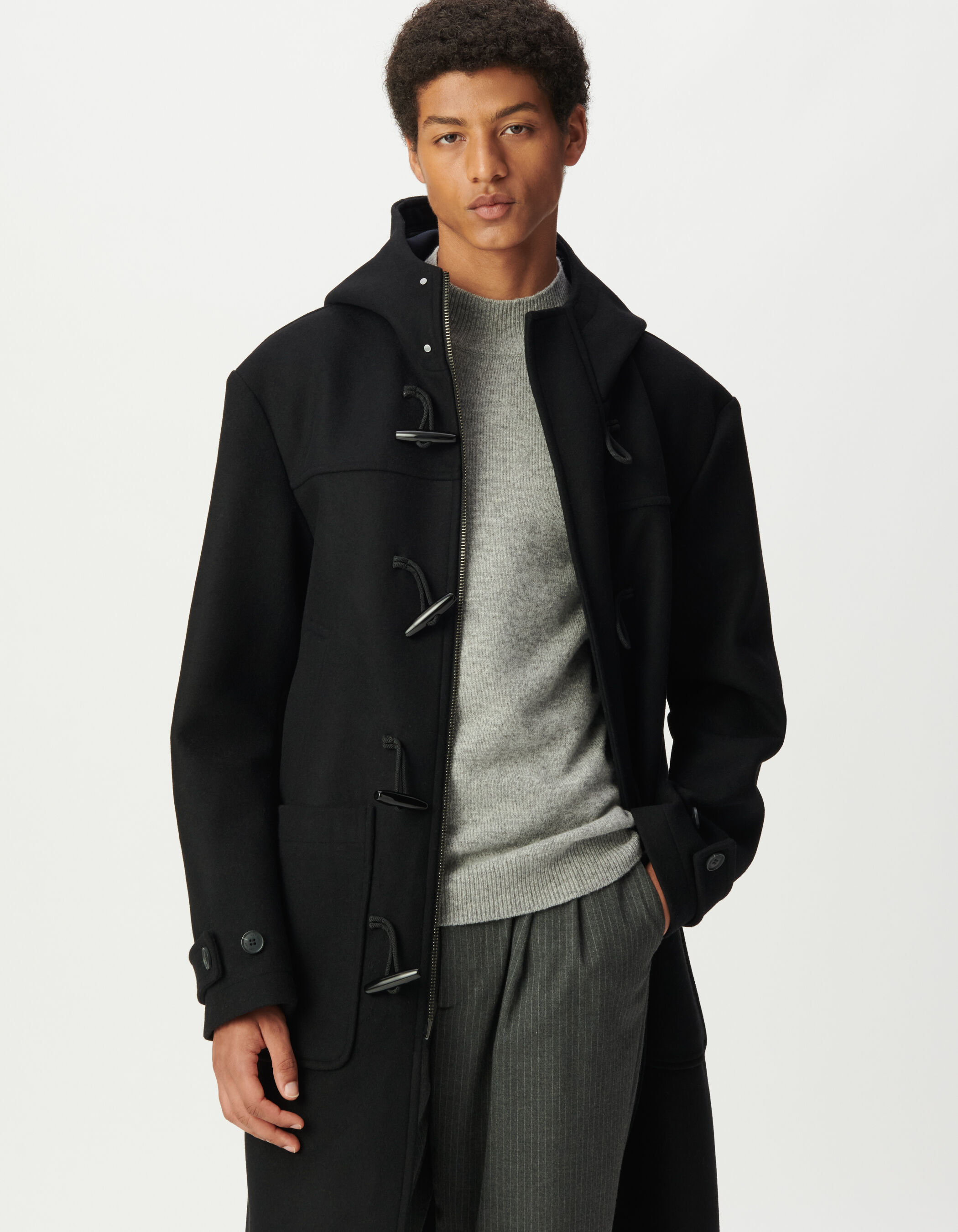 Men's esprit duffle coat black wool coat