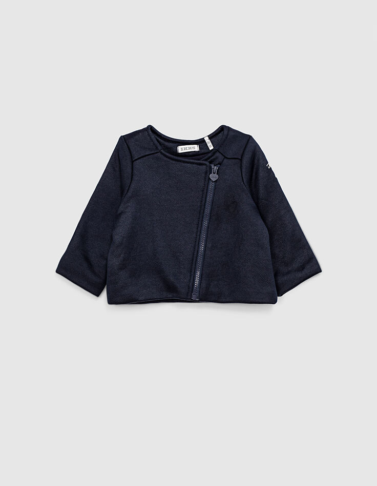 Navy vest laktricot bikerstijl babymeisjes-1