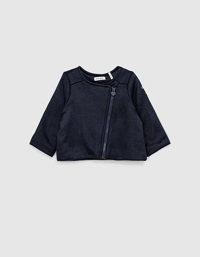 Baby girls’ navy lacquered knit biker-style cardigan - IKKS