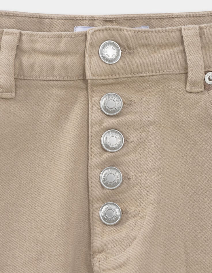 Rechte jeans met hoge taille in beige-5