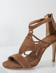Women’s camel fine-heeled sandals-5