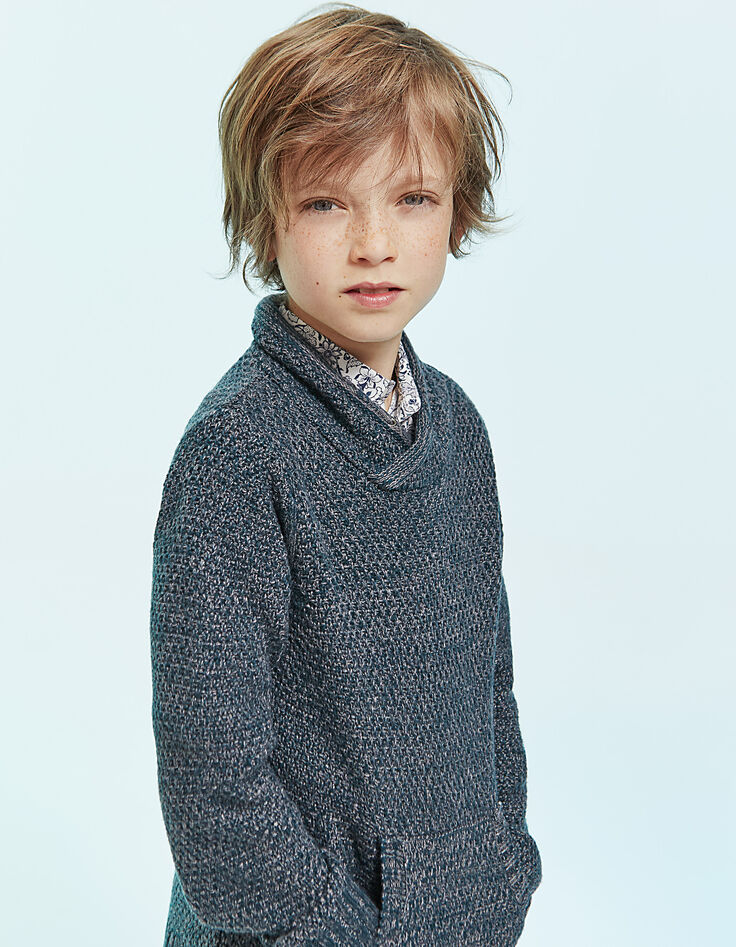 Boys’ emerald high neck knit sweater-1