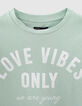 Zweifarbiges M&auml;dchen-T-Shirt mit Message in Mint-3