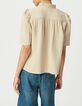 Top en gaze de coton beige clair pour femme-3