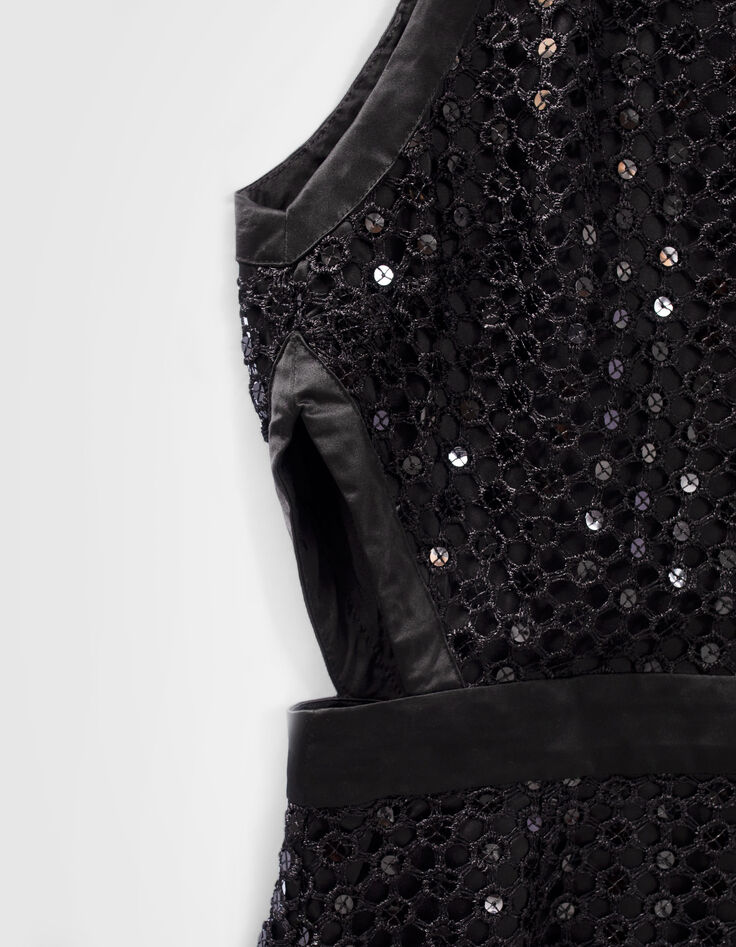 Women’s black lace midi dress with American armholes-8