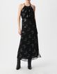 Robe longue noire jacquard lurex papillons Femme-2