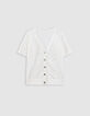 Ecru fine knit back/front reversible cardigan-6