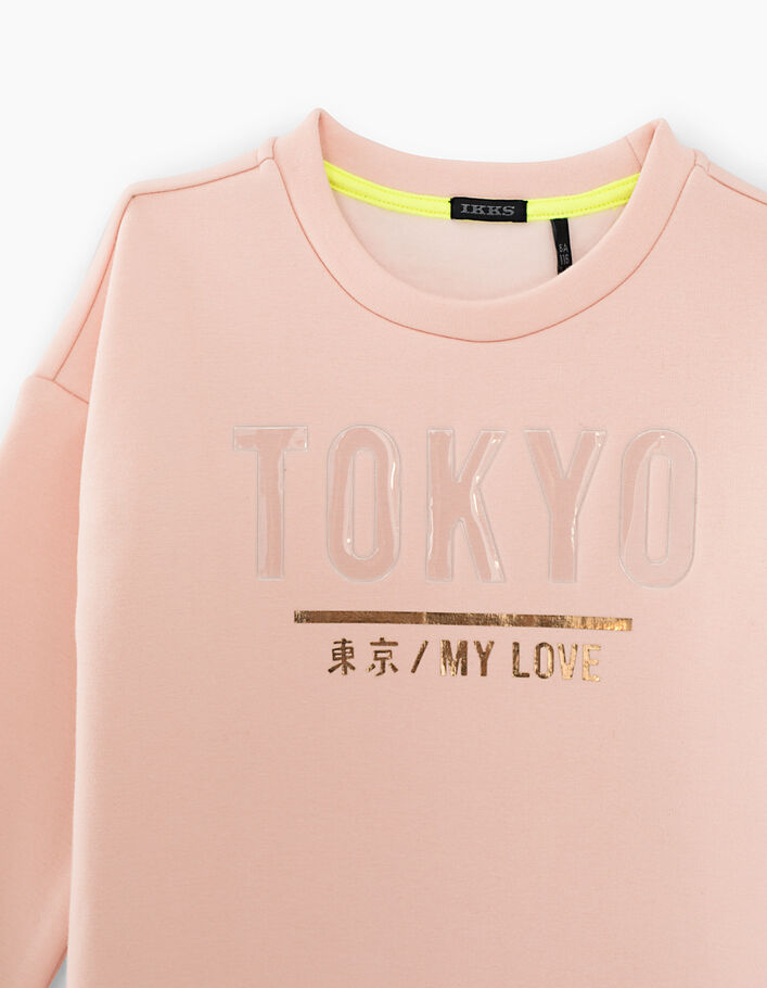 Robe-sweat rose poudré Tokyo à zips côtés fille - IKKS