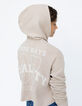 Girls&rsquo; beige hooded T-shirt with XL print on back-8