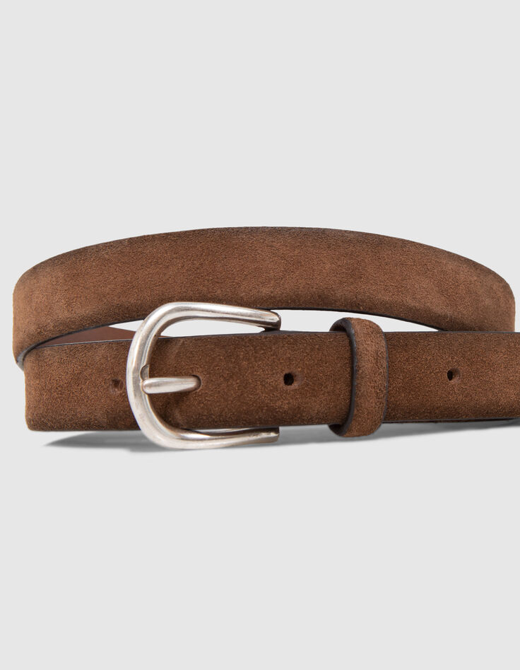 Smalle sigaarkleurige riem in su&egrave;deleer Heren-2