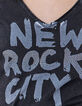 Women’s black T-shirt with Rock slogan and studs-4