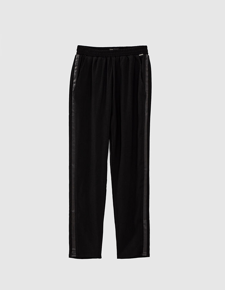 Pantalon noir city bandes latérales esprit smoking fille -1