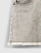 Short en jean light grey bio à ganse tressée fille-4