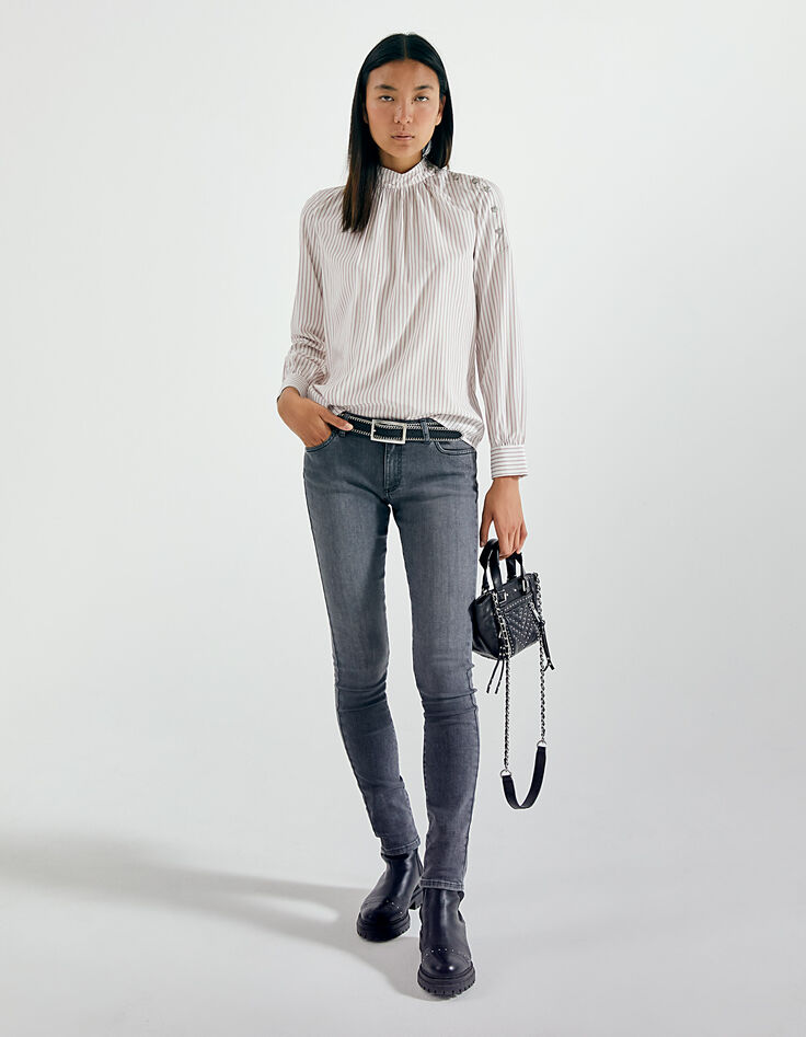 Grijze low waist slim jeans sculpt up-coupe dames-1