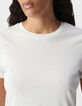 White round neck T-shirt with chevron embroidery for women-3