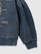 Girls’ blue organic cotton sweatshirt, gold XL embroidery-4 Girls’ blue organic cotton sweatshirt, gold XL embroidery-4