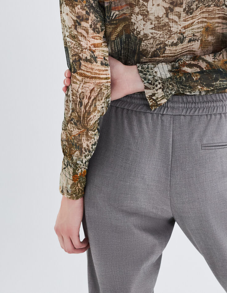 Blouse kaki imprimé paysage Femme-5