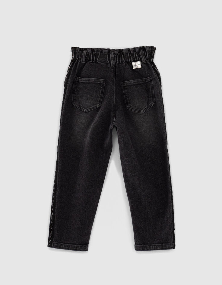 Jean paper-bag black used avec bandes latérales fille  -4