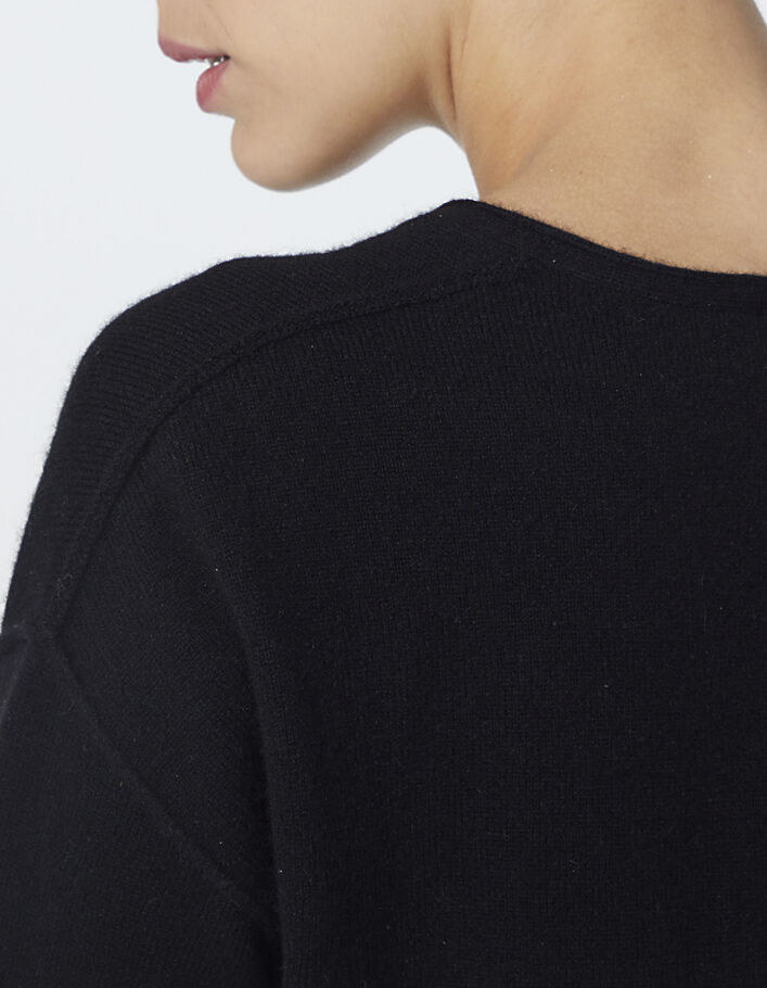 Women’s black chevron pointelle cashmere sweater-4