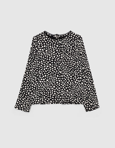 Girls’ black tachist print blouse - IKKS