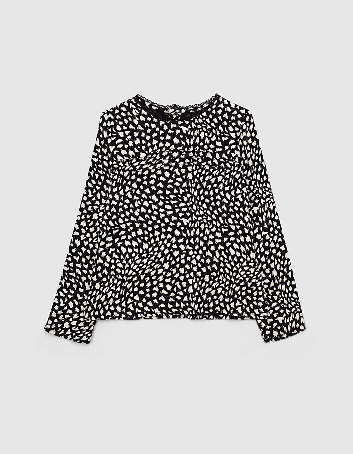 Girls’ black tachist print blouse - IKKS