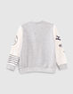 Boys’ grey marl sweatshirt with ecru sleeves-4