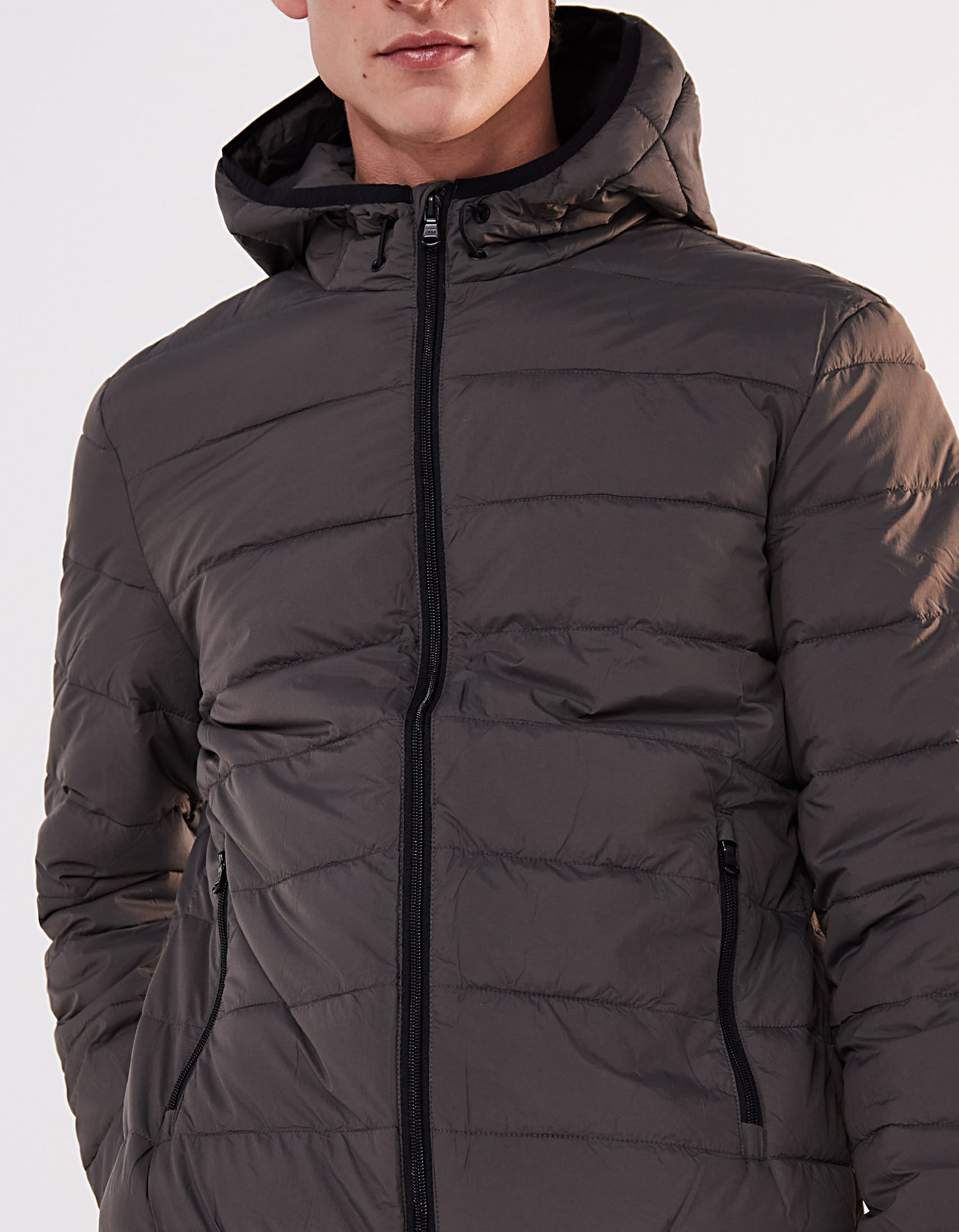 Doudoune noir et deals marron homme