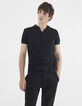 Polo negro de punto fino para hombre-2
