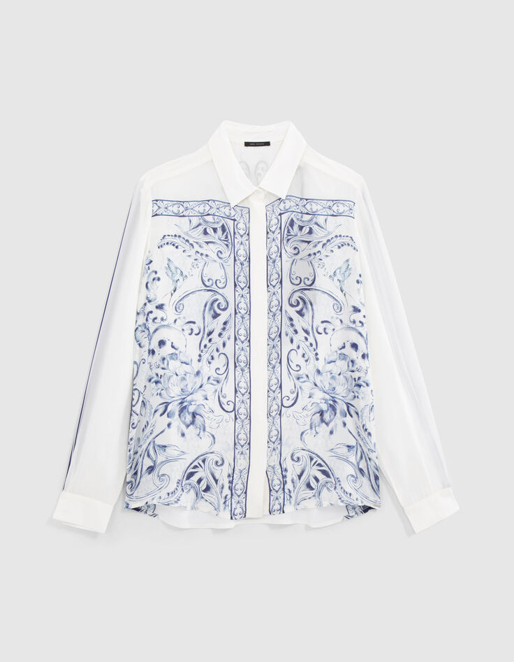 Women&rsquo;s ecru shirt with floral skull print-6