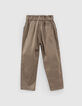 Pantalon paper bag kaki fluide 7/8ème fille-3