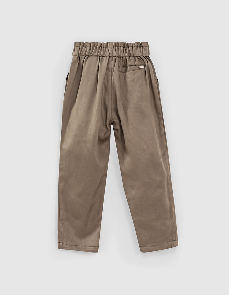 Pantalon paper bag kaki fluide 7/8ème fille-3