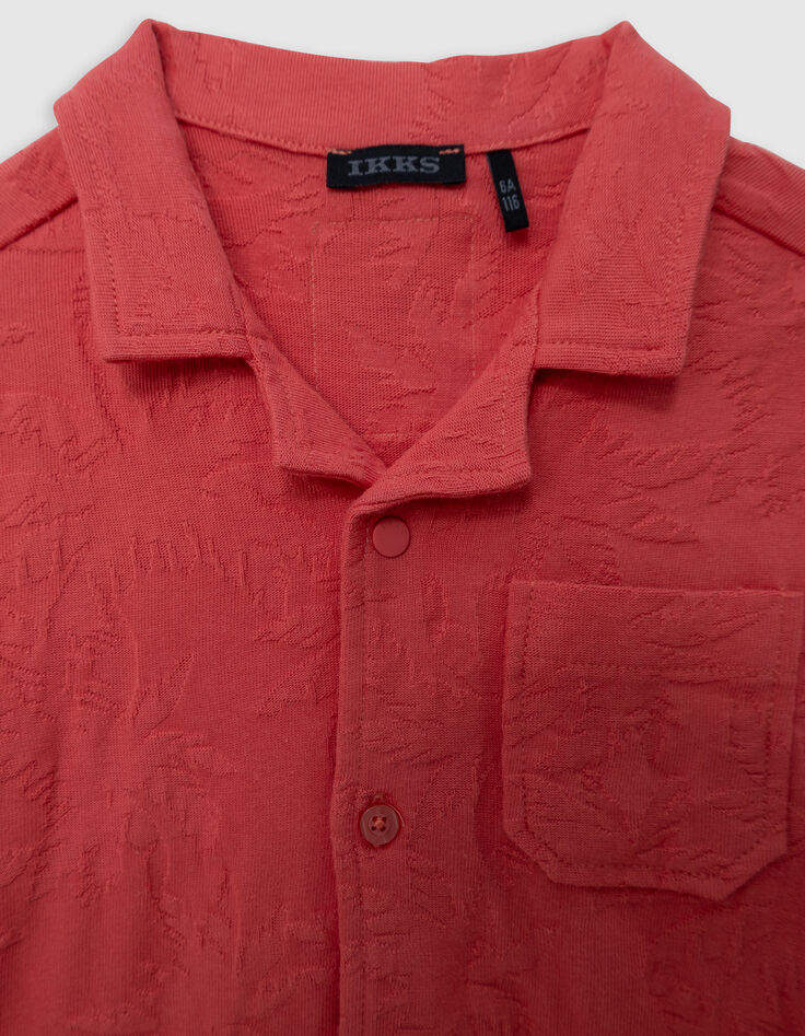 Rotes Jungenhemd mit Palmenjacquard-6