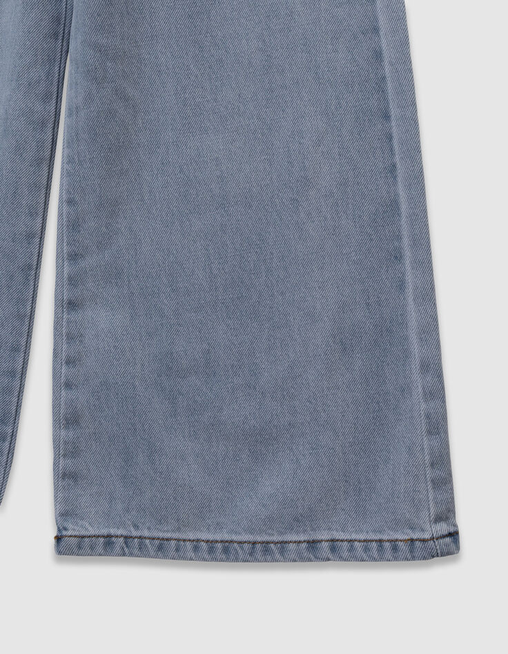 Wijde blauwe jeans met afneembare riem met print meisjes-4