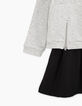 Robe gris chiné moyen avec sweat à rayures sequins fille-4