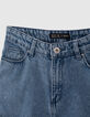 Girls’ blue organic cotton cuffed denim shorts-6