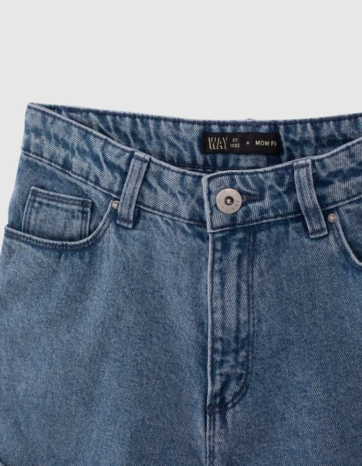 Girls’ blue organic cotton cuffed denim shorts-6