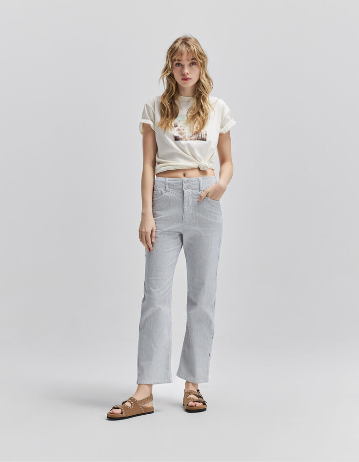 Vaquero slouchy blanco roto rayas finas Mujer-1