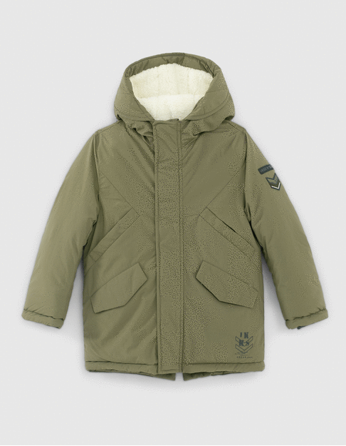 Boys’ 3-in-1 khaki parka, silver reversible bomber jacket