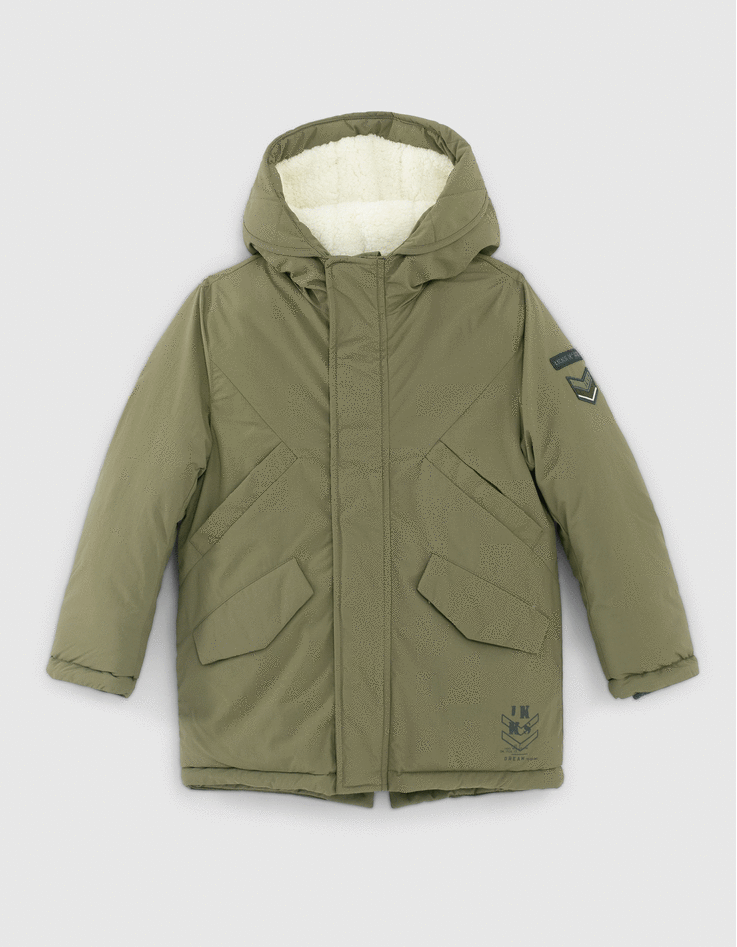 Parka 3 en 1 kaki et bomber silver réversible garçon-1 Parka 3 en 1 kaki et bomber silver réversible garçon-1